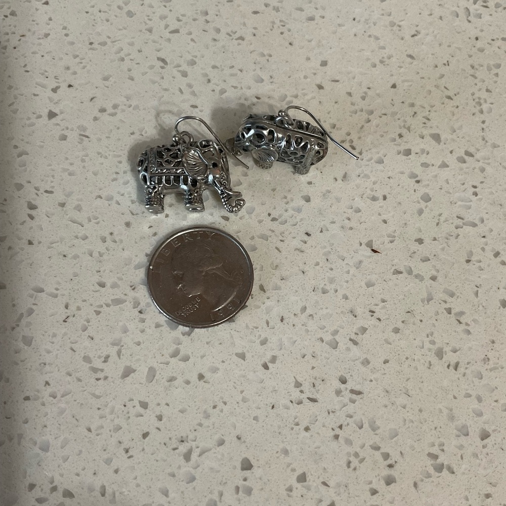 Silver Elephant Earrings